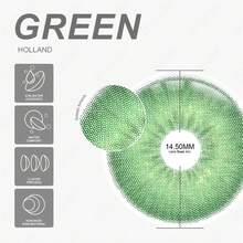 EYESHARE 1副蓝色日抛彩色隐形眼镜，美瞳绿色隐形眼镜，适合女孩日常妆容、派对约会、情人节礼物及日常佩戴，一日使用。 - 綠色 - 查看 5