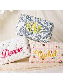 Túi đựng mỹ phẩm thêu cá nhân, Túi đựng đồ vệ sinh cá nhân kết hợp chữ cái, Túi đựng mỹ phẩm họa tiết hoa, Túi trang điểm cho phù dâu, Quà tặng phù dâu, Túi trang điểm du lịch, Vali hành lý du lịch - Nhiều màu - Xem 4