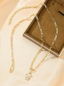 1pc European & American Style New Zirconia Embedded Hypoallergenic Fashion Faith Small Angel & Saint Pendant Necklace, Suitable For Christmas/Thanksgiving/Halloween/Mother's Day/Valentine's Day Couples/Friends/Godparents Gift, Catholic First Communion, Everyday & Holiday Wear, Prayer - Yellow Gold - View 6