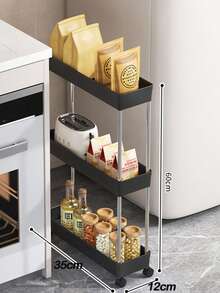 2/3/4层滑动式储物推车，窄缝储物推车，适用于厨房、洗衣房、狭窄空间的多功能储物架，落地式