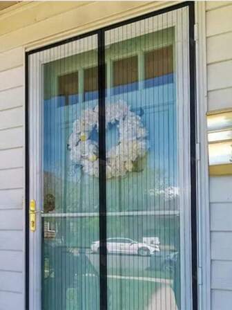 1 pieza Cortina de primavera/verano - Cortina minimalista en blanco y negro anti-mosquitos - Cortina de puerta/ventana con cierre magnético automático - Ideal para dormitorio, sala de estar, puertas y ventanas de autocaravana, incluye