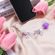 Aesthetic Y2K Phone Charm Cute Cell Phone Charms Star Heart Straps Accessories Keychain Lanyard Women - 紫色 - 查看 8
