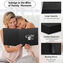 4x6 Photo Album 100/500/800 Pockets - Vegan Leather Refillable Album With DIY Front Window, For Family Wedding Photocards Valentines Day Gifts For Her - 黑色 - 查看 7