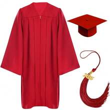Graduation Cap And Gown Set With 2025 Charms Tassel Graduations Cap And Gown For    School -8348 - Matte-red - View 1