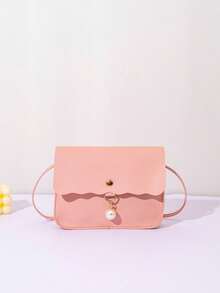 1个女童斜挎零钱包，珍珠吊坠，时尚优雅，撞色和纯色款式，精美礼物 - 彩色 - 查看 3