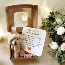 My Little Worry Bear Plush Toy With Greeting Card, A Cute And Soft Teddy Bear Plush Toy,Pocket Size Pocket Hug Teddy Bear Stuffed Animal, Comforting Sensory Fidget Toy For Anxiety Relief, Birthday Christmas Wedding Party Favors Gift - Multicolor - View 8