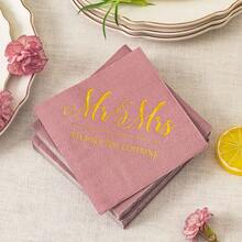 Dusty Rose Wedding Napkins Mr amp Mrs Gold Cocktail Beverage Dessert Napkins for Wedding Shower Engagement Party Decorations, Wedding Cake Table Decor Supplies 100 Pcs, 3Ply