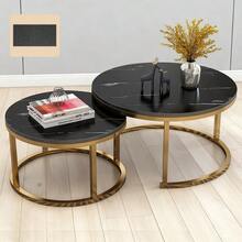 Nesting Coffee Tables Set Of 2 Round Stacking Sofa Side Tables For Living Room - 白色 - 查看 2