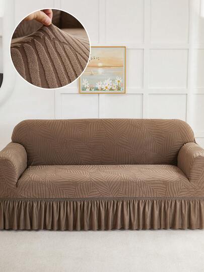 1 chiếc bọc ghế sofa nhung màu cà phê họa tiết lá cây, có chun co giãn, kiểu dáng xếp nếp, bảo vệ ghế sofa gia đình, bọc ghế sofa dày dặn, chống bụi, chống trượt, chất liệu polyester hiện đại kiểu Bắc Âu, phù hợp với ghế sofa 1/2/3/4 chỗ ngồi, đặc biệt thích hợp cho trang trí nhà cửa mùa thu/đông.