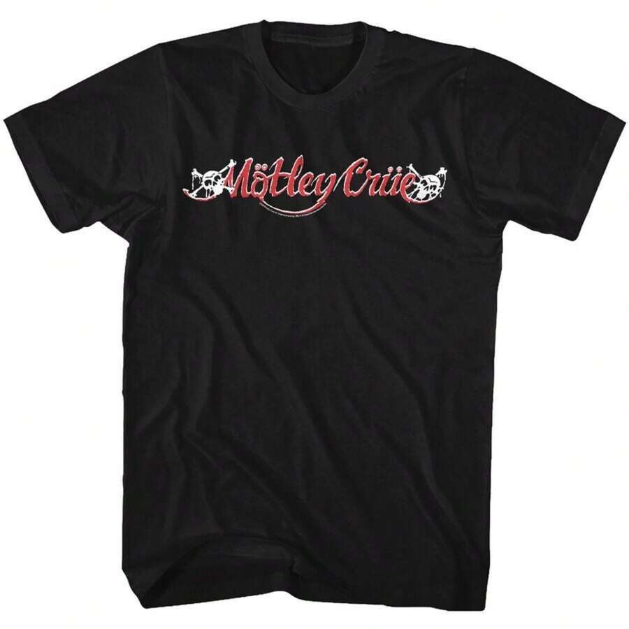 Motley Crue Red And White Logo Black Adult T-Shirt - màu đen - Xem 1