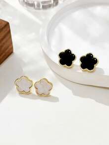 LADYCOCO 2对（大号1.5厘米）时尚奢华四叶草耳钉套装，百搭日常佩戴，适合女性 - 多色Z - 查看 6