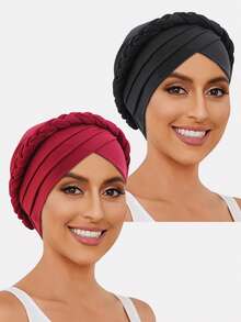 1件装女士新款腰果花印花双层头巾帽，头巾帽，适合日常佩戴 - 多色 - 查看 23