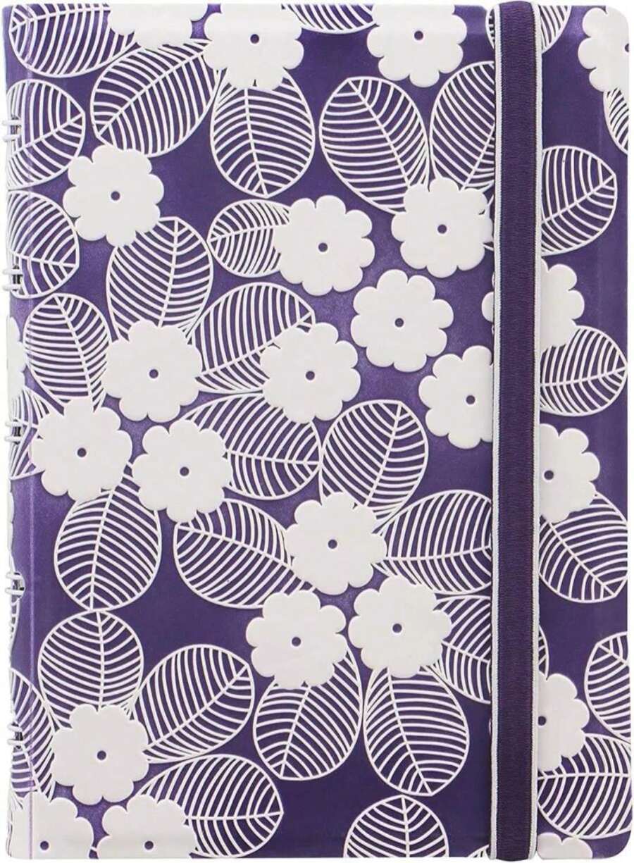 Filofax B115072U Refillable Notebook, Pocket Size, 112 Ruled Moveable Pages Includes 4 Indexes (One With Pocket), Page Marker And Elastic Closure, Purple &Amp; White - 白色 - 查看 1