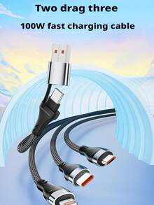 Cáp sạc và truyền dữ liệu đa chức năng 3 trong 1, chống rối, bện nylon, công suất 100W, sạc siêu nhanh, tương thích với iPhone 17/16/15/14/13/12/11/Xs/Xr/8/7/6, S26/S25/S24/S23/S22/S21 Ultra, quà tặng Ngày Phụ nữ, sinh nhật, kỷ niệm. - Xám - Xem 8
