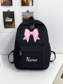 Customized Backpack, Ideal For Students Or Everyday Use; Fashionable And Versatile, Made Of Durable Nylon Material; Can Be Personalized With Name Or Holiday Greetings; Suitable For Both Men And Women; Elegant And Simple Design, Soft And Comfortable; Vibrant Colors; Adorable And Charming; Perfect For Casual Wear; Unique Personalized Gift For Family And Friends. - Black - View 12