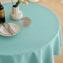 Waterproof Round Linen Texture Tablecloth 60 Inch, Decorative Farmhouse Tablecloths Anti-Scratch Table Cover For Holiday, Banquet, Dining& Kitchen Table (60 Inch, Round (2-4 Seats), Aqua),Aqua60inchRound - Aqua60inchRound - View 3