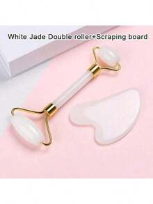 1pc Face Beauty Massage Tool Set, Including Roller, Massage Board, Body Back Scraping Gua Board, Pink And White Options - 彩色 - 查看 5