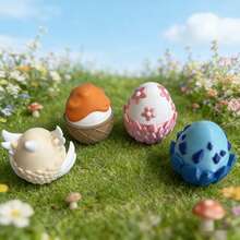 3D Printed Dragon Egg - Angel Baby - Cute Little Dragon - Four Sacred Dragons - 4 Different Sets Of Figurines - Birthday Gift - Holiday Gift (Small Dragon Inside Dragon Egg) - Multicolor - View 3