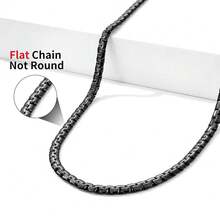 Fiusem Black Flat Box Chains For Men, 3/5mm Stainless Steel Chain Necklace, Necklaces For Men And Women 16-28 Inches - 黑色5毫米 - 查看 7