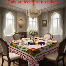 1pc Colorful Rooster & Sunflower Patterned Tablecloth, Countryside Style, Washable, Stain-Resistant, Suitable For Kitchen, Dining Room, Outdoor Picnic, Home Decor, Parties, Indoor/Outdoor Use - Multicolor - View 15