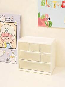 1 Piece White Plastic Desktop Storage Box With Drawers - Multi-Purpose Organizer For Storing Cosmetics, Jewelry, And Medications, Suitable For Home, Bathroom, Office, And School Supplies - Multicolor - View 9