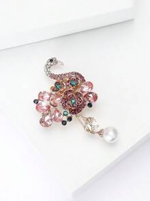 奢华水钻火烈鸟胸针 - 鸟类动物胸针，男女皆宜，休闲派对珠宝配饰/朋友礼物徽章装饰 - 火烈鳥 - 查看 3