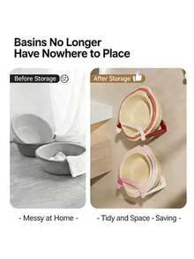 单件装 - 心形伸缩式浴室洗脸盆架，洗脸盆支架，壁挂式，无需钻孔，吸盘式设计。这款带吸盘的伸缩架用于存放浴室洗脸盆；无需钻孔即可轻松安装在墙上。 - 彩色 - 查看 4