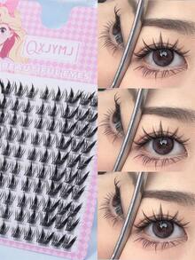 5 Pairs Cartoon KBJX-01 Lower Lashes - 10 Rows Nine-Tailed Rabbit Lashes, Fine Stems, Transparent & Soft Stems, Comfortable To Wear, Fairy Cartoon Style Transparent Band False Eyelashes - Spiky Manga Lashes - View 3
