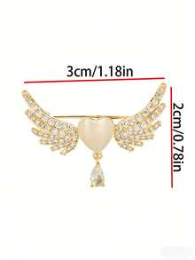 1 chiếc ghim cài áo hình cánh thiên thần màu trắng hình trái tim thời trang, đa năng với đá lấp lánh, có thể dùng làm phụ kiện cho quần áo, túi xách, khăn quàng cổ, thanh lịch và dễ thương, có thể tự làm thành vòng cổ, phù hợp cho phụ nữ đeo khi đi nghỉ mát, dự tiệc, hàng ngày, món quà tuyệt vời cho Ngày Valentine, Ngày của Mẹ, cho người yêu hoặc bạn bè. - đôi cánh trái tim trắng - Xem 6