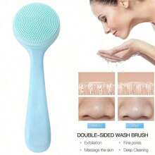 1pc/2pcs Silicone Facial Cleansing Brush, Manual Silicone Exfoliating Brush, Reusable, Removes Makeup Residue And Blackheads, Face Massage - Multicolor - View 10