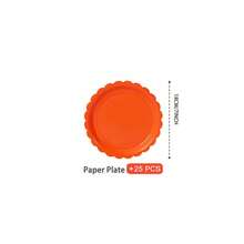橙色花瓣形一次性餐盘、餐巾纸、纸杯 - 25人派对用品套装，一次性纸盘，适用于生日、婚礼、主题派对、家庭野餐 - 彩色 - 查看 12