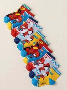 Marvel 5双装儿童超级英雄卡通中筒袜，男女童均适用，春秋季 - 彩色 - 查看 3