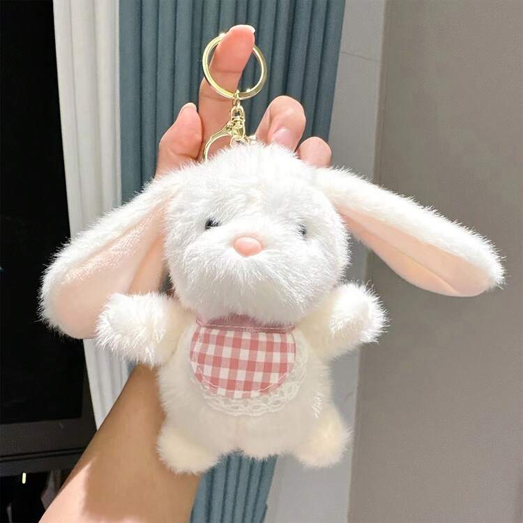 PlushFable 13cm/5.12in  Bunny Keychain Plush Christmas Stocking Stuffer Soft Keyring Toy For Girls Anxiety Relief Cute Bag Charm Gift,Valentine's Day,Stuffed Animal,Toys - 白色-(1個裝)送鑰匙扣 - 查看 7