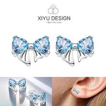 Blue Bow Jewelry Set Fashion Earring Necklace Ring Bracelet Tie Set Original Women Fine Festival Gift Valentine's Day Gift - White - View 6