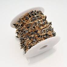1 mètre de chaîne ornementale exquise à plusieurs couleurs, de forme triangulaire, en zirconium, plaquée cuivre et or. Accessoire de chaîne pour la création de bijoux, vêtements, chaussures et sacs - triangulaire - Voir 8