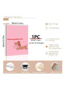 1 Stück verspieltes Poster mit rosa Würstchenhund und Katzen-Tier-Zitaten, Festivalgeschenk, geeignet für Schlafzimmer, Wohnzimmer, Badezimmer, Wandkunst, Wanddekoration, Heimdekoration, Raumdekoration, Leinwandwandkunst, Poster, Wandkunst mit Rahmen, optionaler Rahmen - Verschiedenfarbig - Übersicht 8