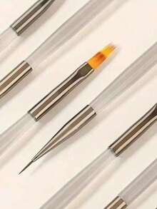 9pcs Japanese Gray Series Nail Art Pen Set, Includes: Nail Brush, Lining Pen, Double-Ended Pen, Structuring Pen, UV Gel Paint Pen, Gradient Pen, Suitable For Nail Salons And Home Use - Light Grey - View 2