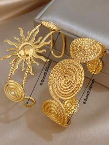 Bộ vòng tay mạ vàng 18K bằng thép không gỉ sang trọng kiểu cổ điển hình Thần Mặt Trời xoắn ốc và họa tiết caro thanh lịch, dành cho nữ, trang sức thần thoại Hy Lạp, thích hợp cho Ngày Valentine, tiệc tùng, dạ hội, đeo hàng ngày, lễ hội, năm mới, đám cưới, đi biển, Giáng sinh, kỷ niệm, quà tặng cho mẹ, trang sức phong cách Boho, quà sinh nhật, quà tặng cho phù dâu, v.v. - Nhiều màu - Xem 4