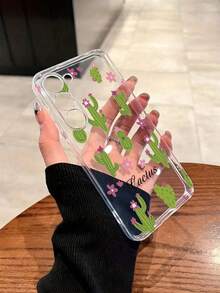 1 Piece Clear Phone Case With Cactus Design, Thick And Drop Resistant - 彩色 - 查看 2