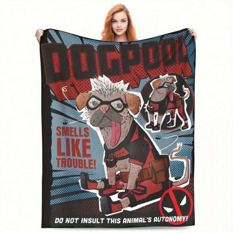 Deadpool & Wolverine Dogpool Doodle Comic Blankets Fce Textile Decor Comfortable Er Warm Throw Blanket Bedroom Rug Piece - 款式4 - 查看 1