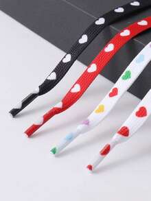 1双情人节女士红色爱心印花鞋带，时尚高端简约双层120厘米DIY鞋带，适合优雅女鞋、运动鞋、帆布鞋，送给女朋友的个性化礼物 - 彩色 - 查看 9