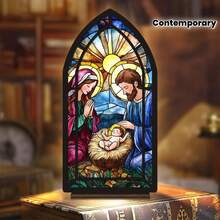 3D立体摆件 - 3D立体摆件 [复活节] 耶稣诞生图书馆标志雕像，书架装饰，基督教书籍角，温馨书籍角，爱书人士，乔迁礼物（不含蜡烛） - 彩色 - 查看 3