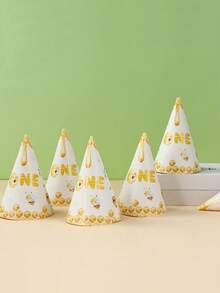 6pcs Bee Themed Paper Hats, Celebrate Baby's 1st Birthday Party Hats, Bee Honeycomb Themed Birthday Party Decorative Hats, Birthday Party Photo Props, Small Bee Party Decorations, 1st Birthday Party Supplies, Bee Themed 1st Birthday Party Accessories, DIY Casual Handmade Paper Hats, 1st Birthday Decorations, Birthday Gifts, Party Favors - 1-year-old Bee - View 8