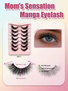 7 par sztucznych rzęs w kształcie kociego oka, dopasowany kształt oczu dla uroczego spojrzenia, miękkie i niepodrażniające, przyjazne dla początkujących - Wielokolorowe - Zobacz 2