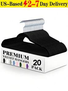 (Black) Ultra-Strong Load Capacity, Luxury Velvet Hangers, 360° Rotating Silver Hooks, Non-Slip And Mark-Free! Withstands Heavy Loads Without Deformation Over Time! Thickened Design-Perfect For Household Clothing Storage, Wardrobe Organization, Room Tidying, And Transforming Your Closet Storage. Space-Saving Solution, Stylish Hangers, Chic Storage Boxes, Durable Plastic, Heavy-Duty Hangers, Smooth Rotation, Neat Freak Essentials, Home Organization. 20pcs Premium Velvet Hangers Sturdy & Durable Space-Saving Ideal For Coats, Pants & Formal Wear Grooved Anti-Slip Surface Perfect For Closets Or Dorm Rooms Standard Hangers Coat Hangers Organization & Storage - 彩色 - 查看 13