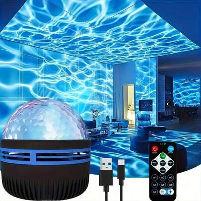  USB Wave Projector With Ripple Effect, Gives A Soothing Wavy Ambiance, Suitable For Toys, Gifts, Birthday Presents, Game Room, Bedroom, Living Room