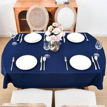 Oval Tablecloth 60 X 84 Inch Washable Polyester Table Cloth Solid Navy Blue Heavy Duty Fabric Table Cover Daily Use For Dining Home Kitchen Party Wedding,NavyBlue84inchx60inchOval - NavyBlue84inchx60inchOval - View 5