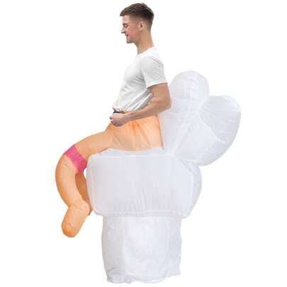 1pc Inflatable Toilet Costume, Makeup Costume, Christmas Costume, Adult Costume For Holiday Events, Party, Street Performance, Includes Fan (Batteries Not Included)