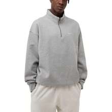 Suéter Nike Solo Swoosh de manga larga con media cremallera y logotipo bordado en color liso para hombre - Gris Oscuro - Ver 3