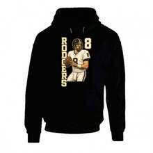 Camiseta de fan de deportes con aspecto retro de Aaron Rodgers - Negro - Ver 2